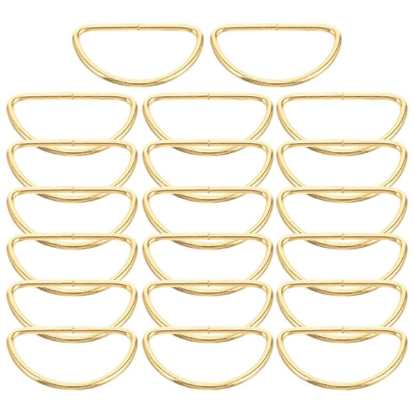20 STK Metal Skulderrem D Ring Multifunktionel Taske Webbing Ring Tilbehør til Bagage Tøj Rygsæk Bælte (Gylden)