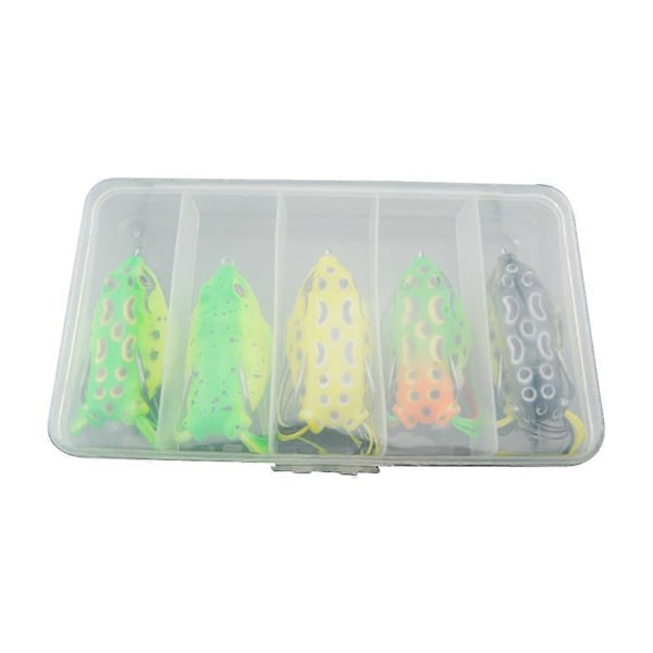 5 stk. Livaktige Fiske Lokkemidler i Plast med Utstyrsboks Sett Crank Baits Fiskeutstyr Kroker (5 forskjellige farger)