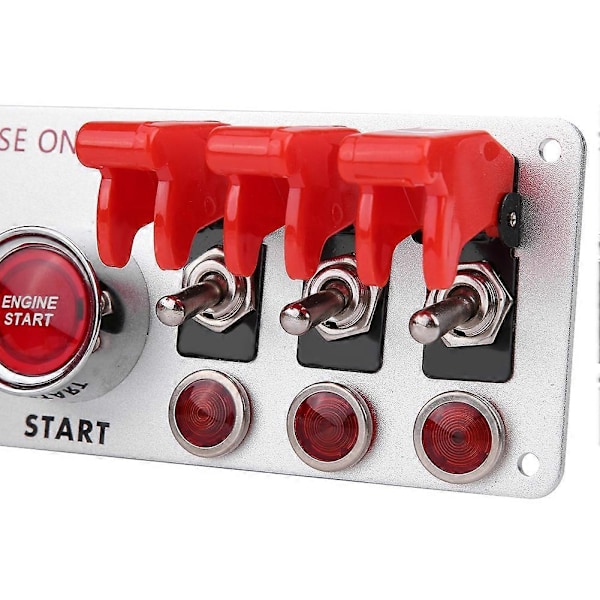 12V Racing Bil Tændingskontakt Panel Motorstart LED Trykknap Vippepanel