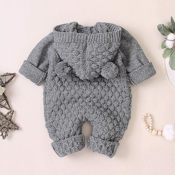 Nyfødt Baby Dreng Pige Bjørneører Strikket Sæt 6-12 Måneder 60cm
