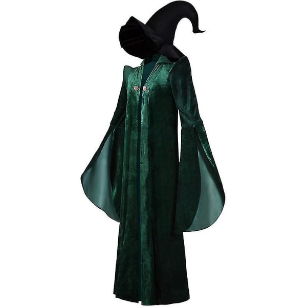Halloween Dam Professor McGonagall Häxdräkt Häxkappa med Hatt 130cm