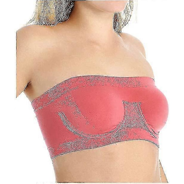 Ny Sömlös Bandeau BH Underkläder Utan Axelband Axelbandslös Tubtopp För Kvinnor Stor Storlek Kort Sexiga Underkläder pink M
