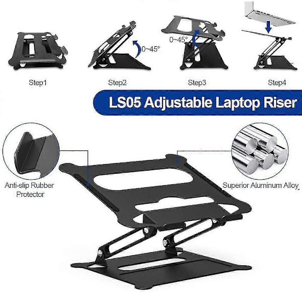 Justerbar Laptopställ, Ergonomiskt Bärbart Datorställ Med Värmeventilation För Att Höja Laptop, Slitstark Laptop Hållare Kompatibel