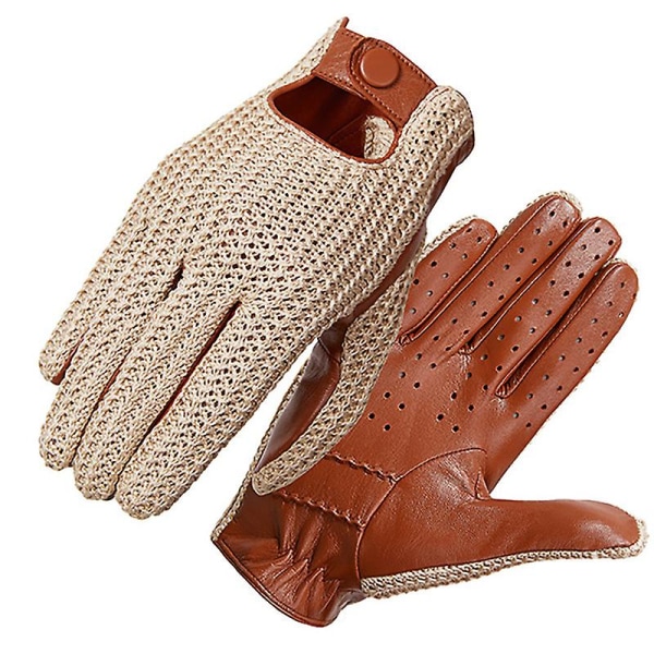 Evago pekskärmshandskar i äkta läder för män Halkfria motorcykel handskar i getskinn COFFEE XL