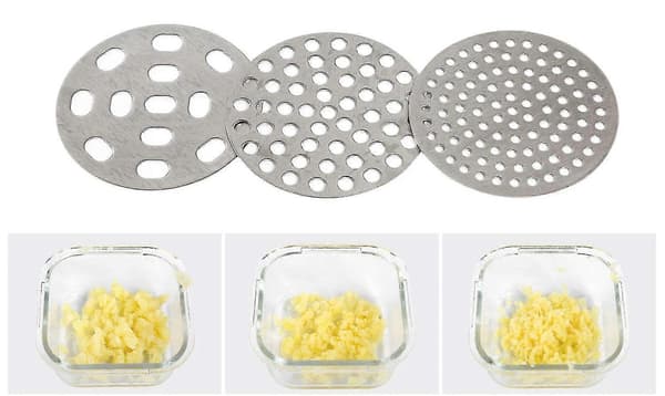 Potetpresse i rustfritt stål med 3 perforerte skiver
