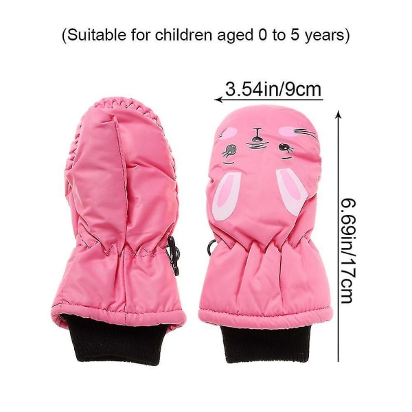 För barn i åldern 0 till 5 år Tecknad Kanin Sport Tjocka Varma Vantar Vattentäta Söta Vinter Utomhus Skidhandskar Halkfria B-3-7years old5