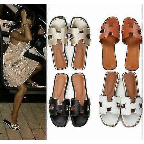 Sommarsandaler för dam, platta strandsandaler, damslippers, utomhussandaler med kilklack, plusstorlek Tw Red EU34