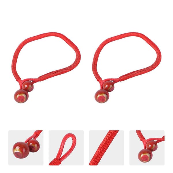 2 st Handvävda Röda Reparmband Vävda Rep Keramiska Handaccessoarer (Röd)