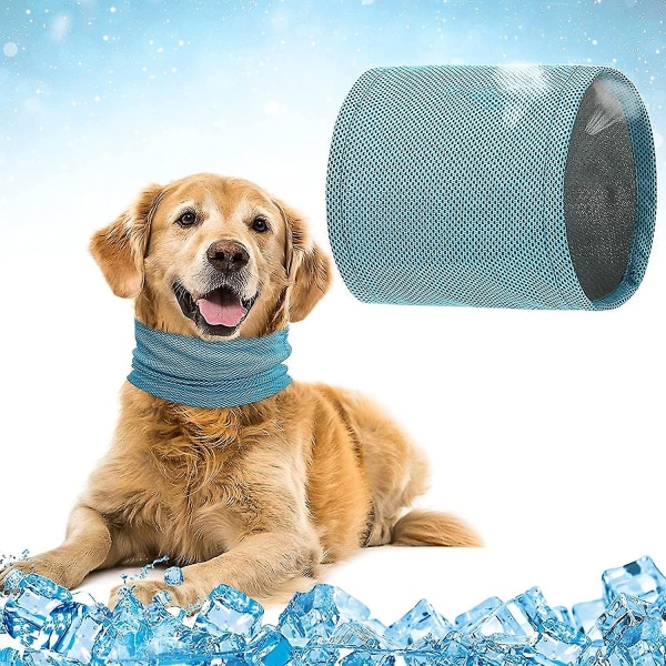 Kylande bandana för hundar, andningsbar självkylande halsduk/is-krage för bulldog valp katt Blue M