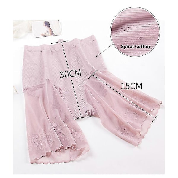 Slipshorts för kvinnor under klänning, sömlösa släta underkläder spets lår trosor säkerhetsshorts shorts under kjol Pink 5XL 80kg-105kg