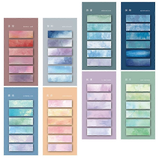 8 Sett Sticky Tabs Bokmerker Sticky Tabs Bokfaner Markeringsstripe for Annotering av Bøker