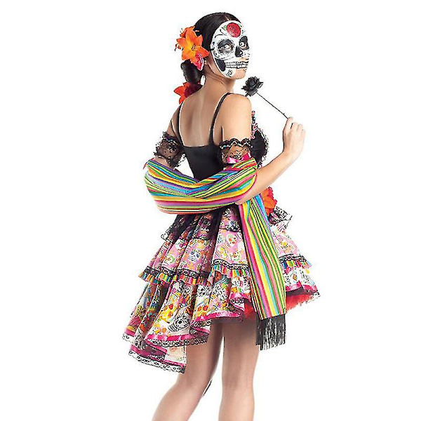 Halloween Kjoler Karneval Halloween Klassisk Ligbrud Brud Kranie Skelet Kostume De Dødes Dag Uhyggelig Kirkegård Zombie Cosplay Fancy Festkjole Høj