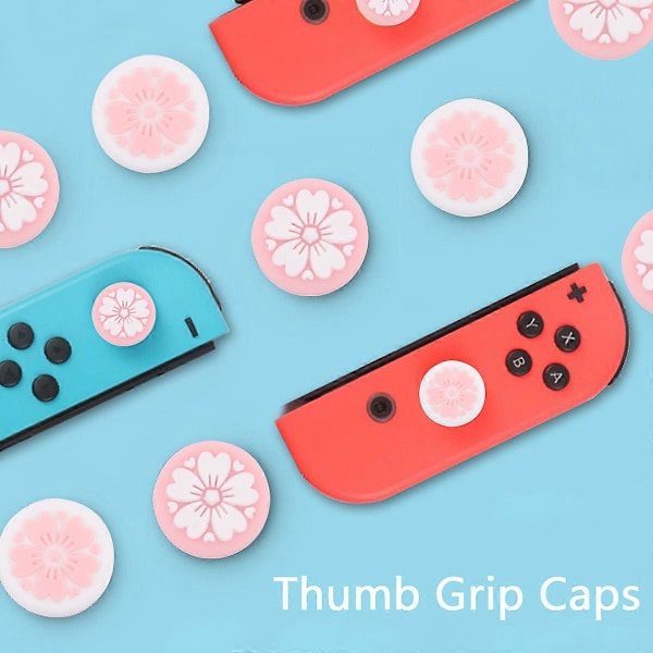 4 stk. Silikon Joystick Beskyttende Kirsebærblomst Joystick Grip Knapp Caps Deksel (Rosa)