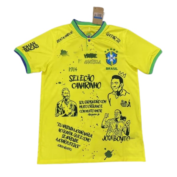 22-23 Brasilien hemmaplan Pele jubileumsutgåva anpassad jersey träningsdräkt kortärmad jersey T-shirt Ronaldo NO.7 S