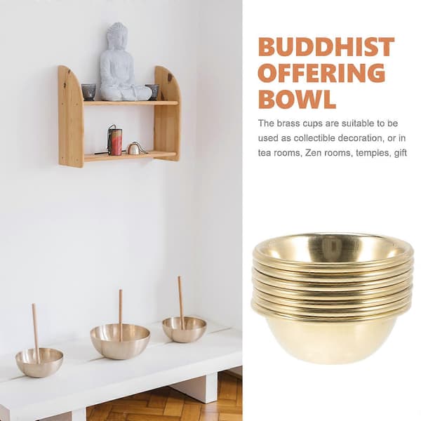 7 stk. Tempel Messing Kopp Buddhistisk Offer Vannkopp Dekorative Tilbedelseskopper