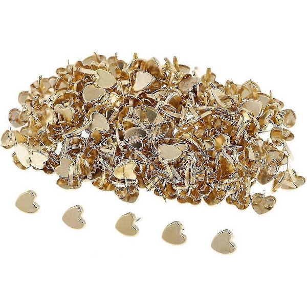 200 Stycken 9mm Gyllene Mini Brads Hjärtformade Pappersfästen Mässing Pastell Metall Brads för Scrapbook