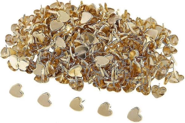 200 Stykker 9mm Gyldne Mini Bradser Hjerteformede Papirclips Messing Pastel Metal Bradser til Scrapbog