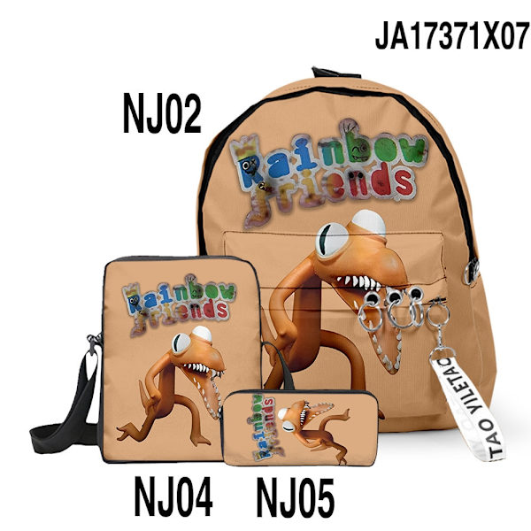 3 kpl Rainbow Friends -koululaukku, olkalaukku, lasten reppu style 16