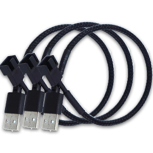 3 kpl USB - 4-nastainen tuuletinadapterikaapeli 4-nastainen tietokoneen PC-tuulettimen virtajohtoliitinadapteri (musta)