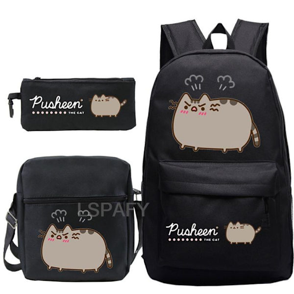 3 st Kawaii Tjock Katt Ryggsäck Pusheen Tryck Skolväska style 9