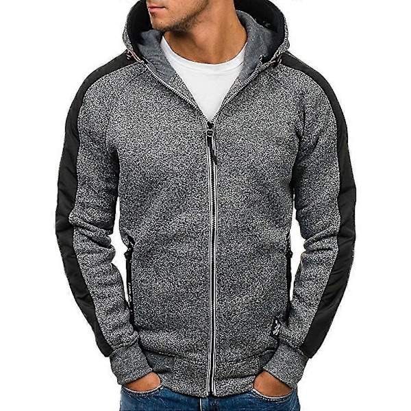 Färgglad långärmad herrjacka med huva, sweatshirt, kappa, hoodie med fickor med dragkedja Dark Gray XL