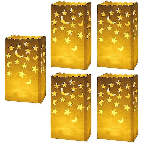 50 stk. Hvide Luminary Lysposer Special Lantern Luminary Pose Med Stjerner Måne Holdbar & Genanvendelig Gran