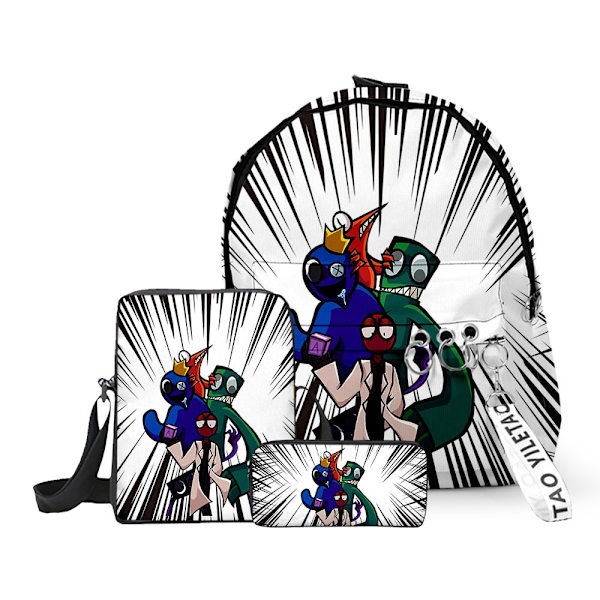 3 kpl Rainbow Friends -koululaukku, olkalaukku, lasten reppu style 3