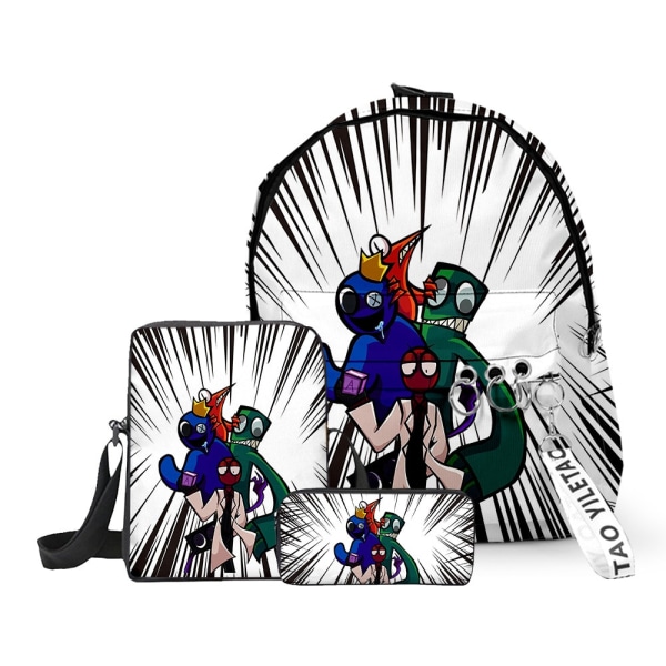 3 st Rainbow Friends Skolväska En-Axel Barnryggsäck style 9