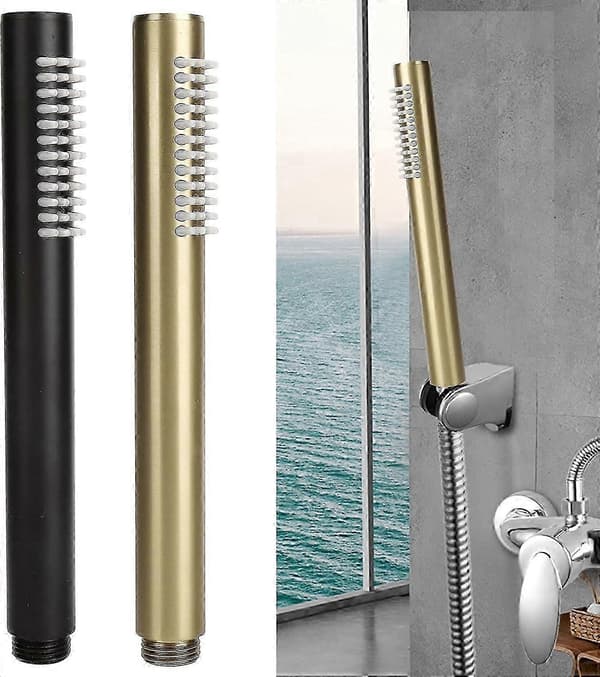 Håndholdt dusjhode for bad, solid kobber rund stang dusjhode G1/2 høytrykks dusjhodesprøyte for baderomsutstyr (gull)