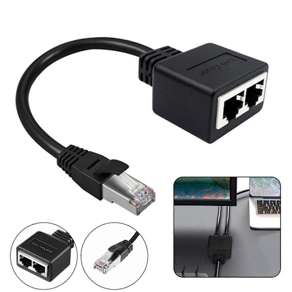Ethernetkabel Splitter RJ45 Höghastighet Enkel Installation Bred Kompatibilitet Nätverksadapter Internetportförlängare