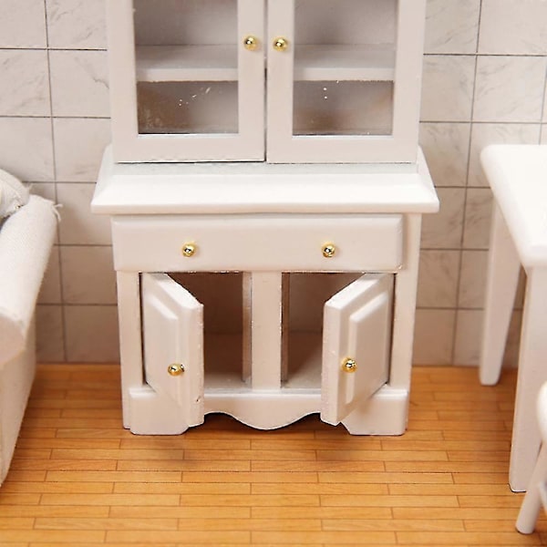 1/12 Dukkehus Miniature Møbler Multifunktionelt Træskab Bogreol Model Legetøj, rød