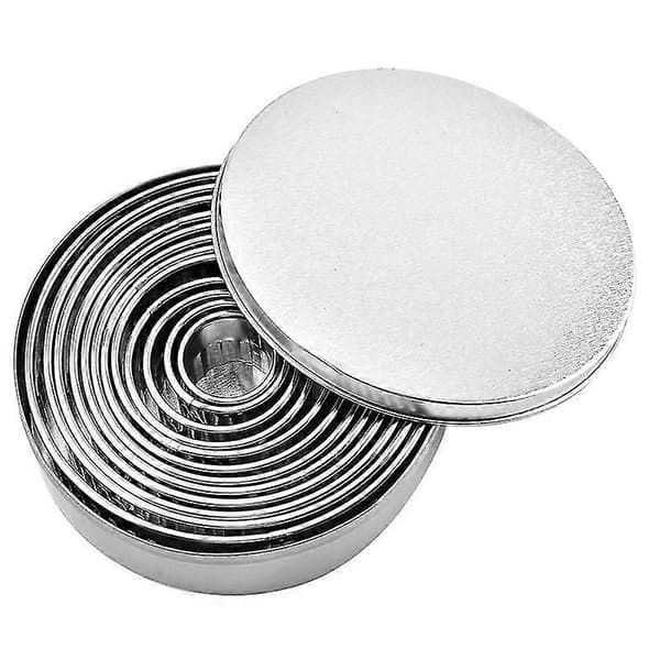 12 stk. Fluted Cookie Biscuit Cutter Sæt Rustfrit Stål Cirkel Kageforme Til Donut Kager Fondant