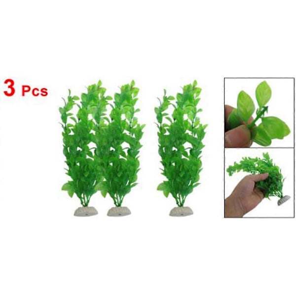 Sodial(r) 3 stk. 27 cm Høj Grønne Kunstige Plastikplanter Til Akvariefisketank