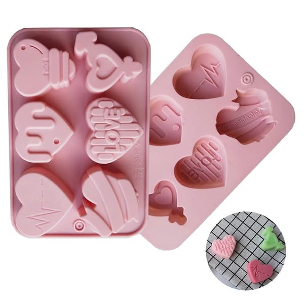 Hjerteform DIY Kageform Silikone 6 Hulrum Valentinsdag Slikform til Bagning