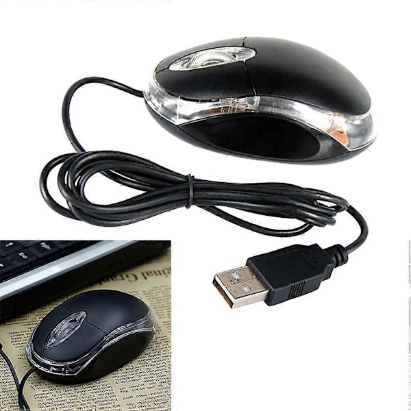 1 stk Optisk USB Kablet Mus Profesjonell Kontor Datamus for PC Stasjonær Bærbar (Svart)