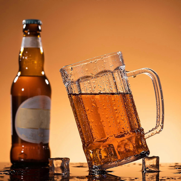 540ml Transparent ølkrus med håndtak, anti-fall håndgrep kopp, vinkopp, vannkopp