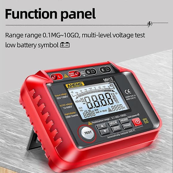 Mh12 Ance Er Digital Meter Ohm Ac Er LCD Megohmmeter Voltmeter Verktyg