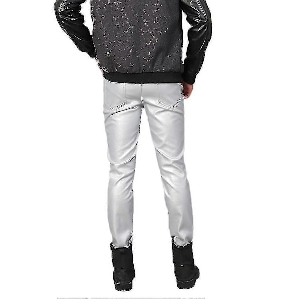 Youthup Herre Stretch Tight Faux Skinnbukser Sliver EU 34