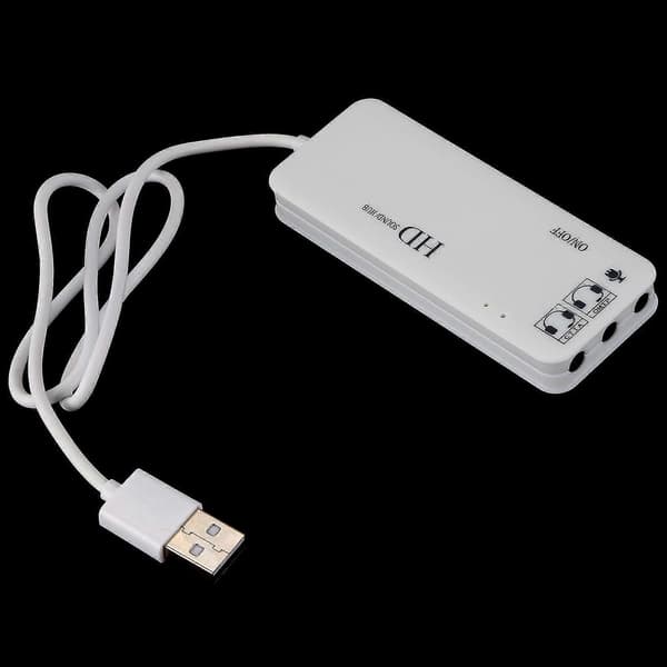 2x 3 Portars USB 2.0 Hub Extern 7.1ch Ljudkort Headset Mikrofon Adapter För PC Vit