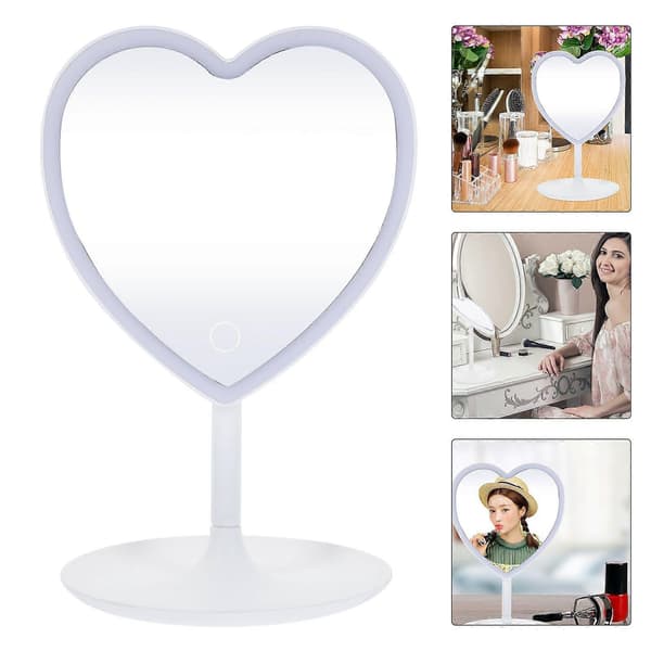 LED Makeup Spejl Hjerte LED Lys Spejl Studenter Bordplade Kosmetisk Spejl