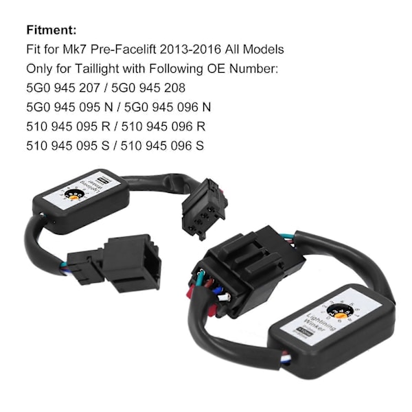 LED Baglygter Dynamisk Blinklys Adapter Ledningsnet Blinklys Modulsæt Passer til Mk7 Pre Facelift 2013-2016
