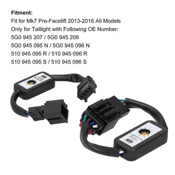 LED Baklykter Dynamisk Blinklys Adapter Ledningsnett Blinklysmodulsett Passer for Mk7 Pre Facelift 2013-2016