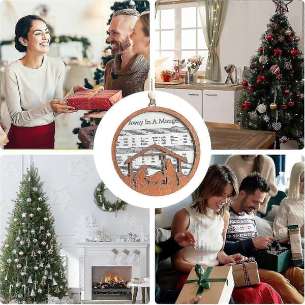 Julekrybbe ornamenter i noder træ noder ornament - træ ornament julepynt kompatibel med juletræ nytårsfest supp 4