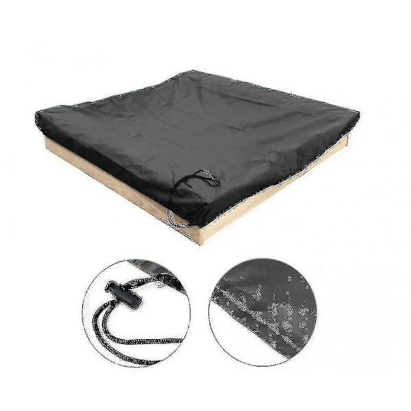 Hiekkalaatikon kansi kiristysnyörillä, neliönmuotoinen pölytiivis hiekkalaatikon kansi rannalle, vedenpitävä hiekkalaatikko uima-allas-1 Black 200x200cm
