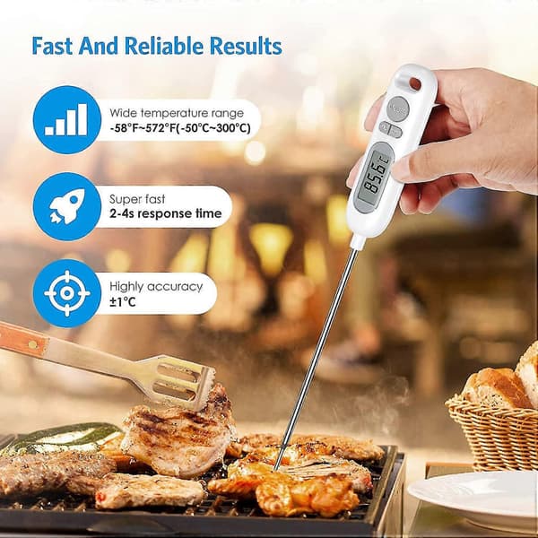 Kötttermometer Ipx65 Vattentät Snabbavläst Matlagningstermometer, 14,2 cm Lång Sond Digital Mattermometer