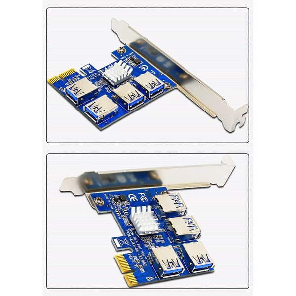 PCI-e til PCI-e Riser Kort 1 til 4 1x til 16x USB 3.0 Slot Hub Adapter til Bitcoin Mining Miner BTC De