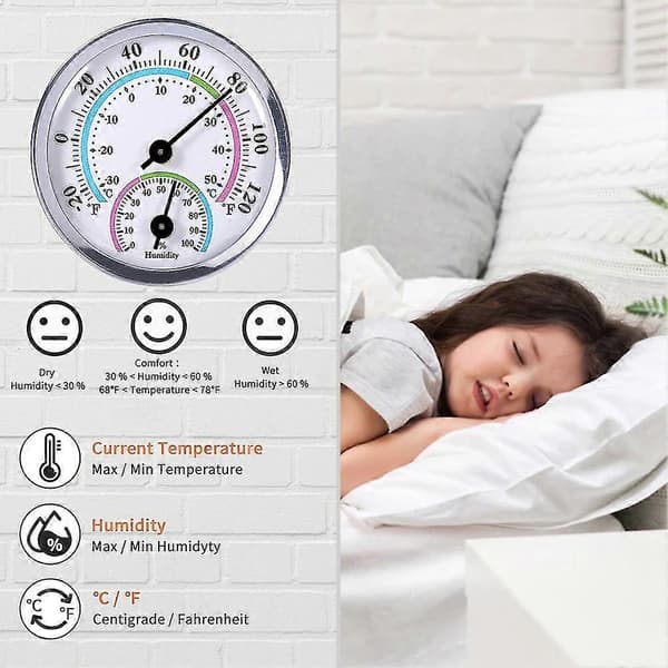 Mini 2 I 1 Termometer Hygrometer -30 Celsius-50 Celsius Metal Skal Fugtighed Temperatur Måler Mo