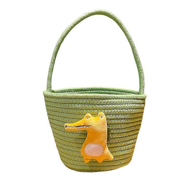 Tecknad Förvaringskorg Presentkorg Bomullsrep Vävda Korg Handhållen Presentkorg Kawaii Alligator P