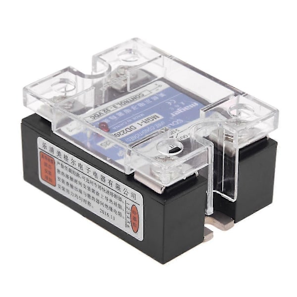 DC til DC Enkeltfaset Solid State Relæ SSR 25A 3-32V 5-220V m/ Transparent Dæksel