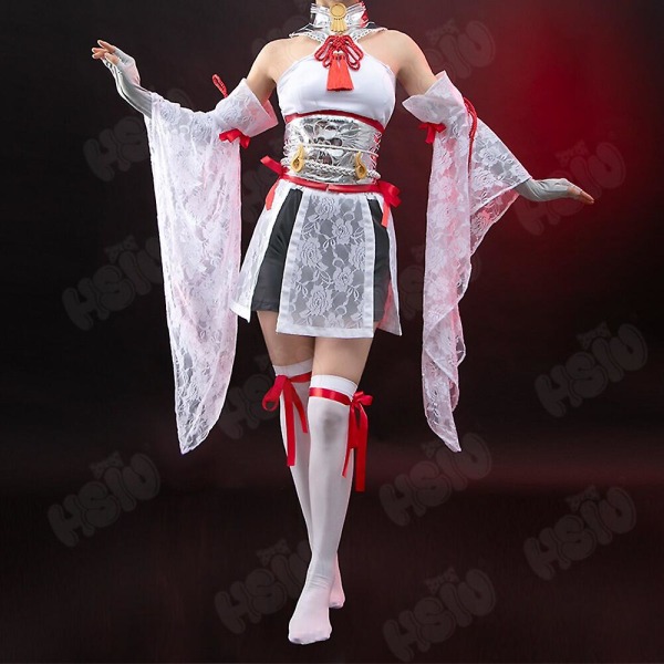 Spel Naraka Bladepoint Cosplay kostym Tsuchimikado Kurumi Cosplay Vita strumpor Uniform kostym Otaku Kaori Wig S